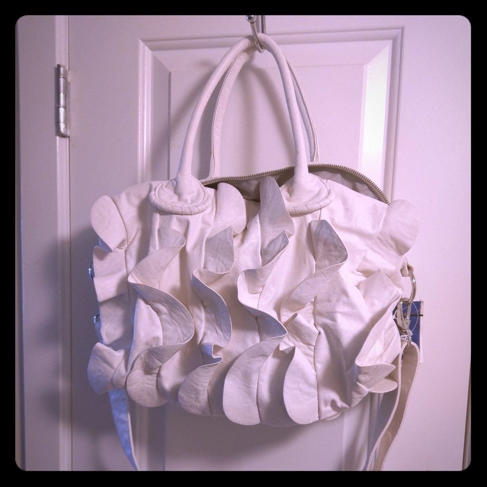 White Steve Madden Ruffle Purse